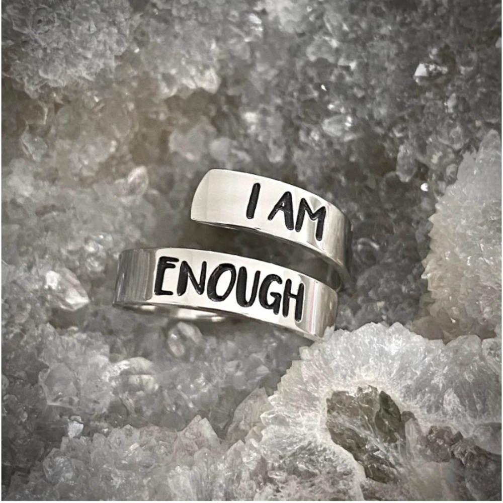 Stainless steel adjustable 💍 reads “I AM ENOUGH”